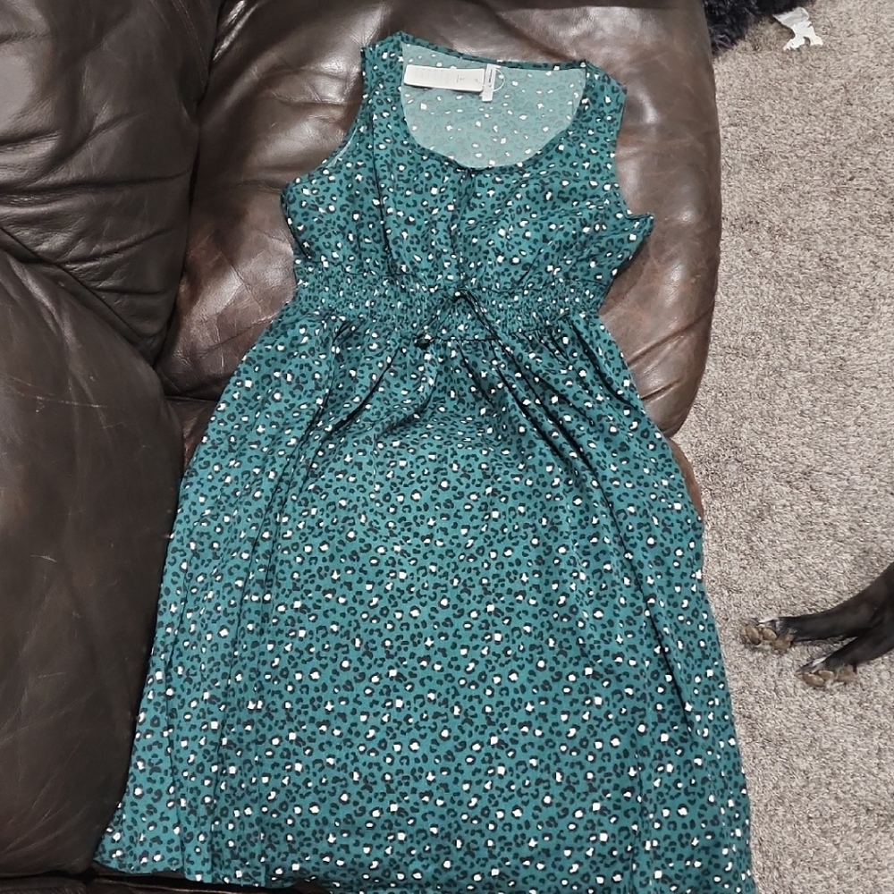 Green Sleeveless Scoop Neck Midi Sundress